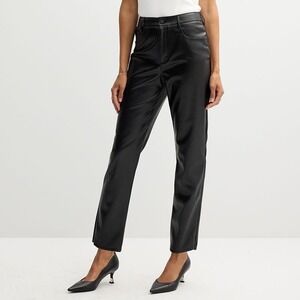 Nine West Women's 18 Straight Pleather Pant Mineral Black NEW